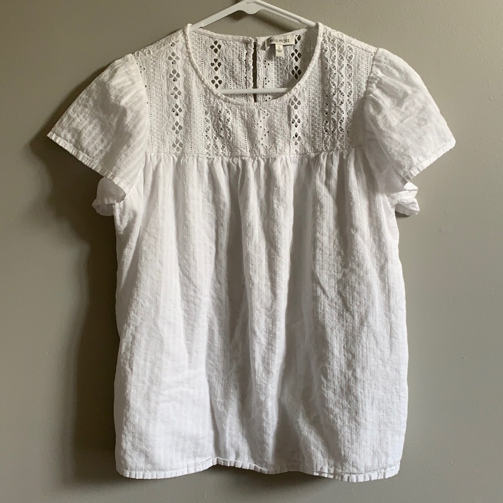 NWOT Ella Moss Eyelet Broderie Top, Sz S